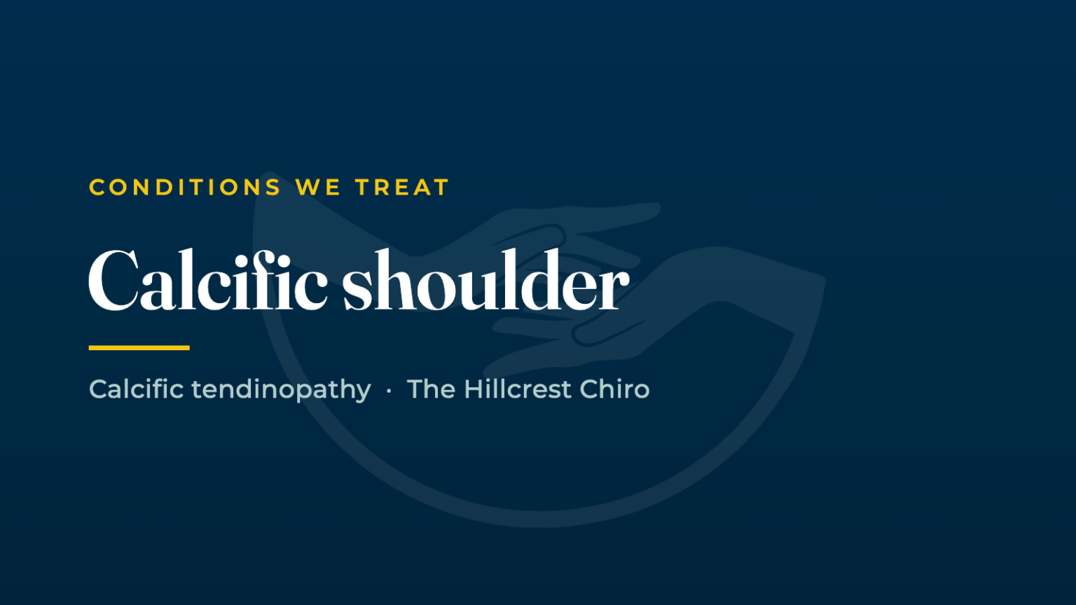 Dr Neil Cuninghame on treating calcific tendinitis of the shoulder in Hillcrest